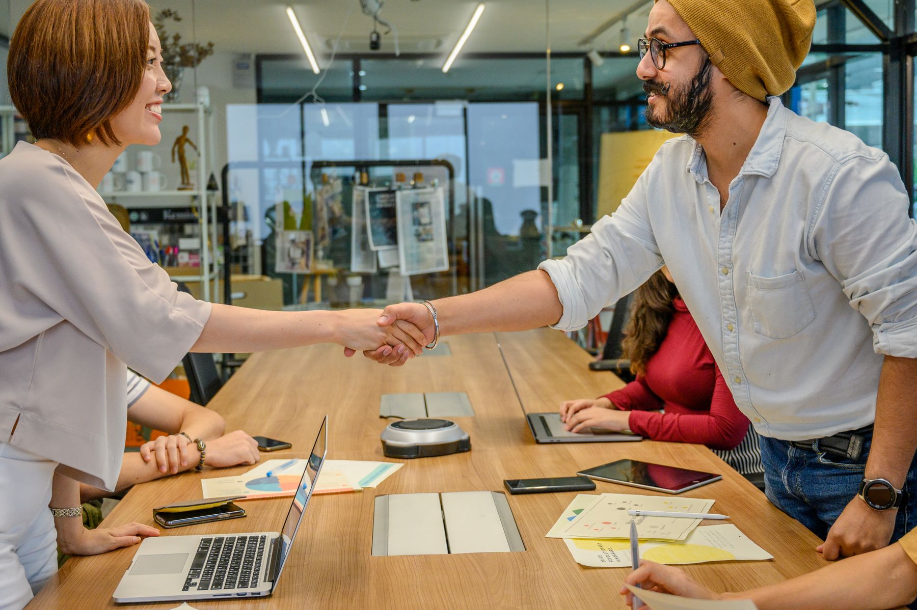 International business partners agreeing to work together